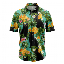 Tropical Pineapple Black Cat H67073 Hawaiian Shirt