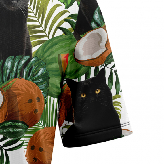 Black Cat Tropical Fruit T1007 Hawaiian Shirt