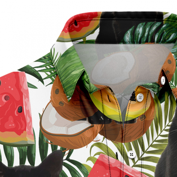 Black Cat Tropical Fruit T1007 Hawaiian Shirt