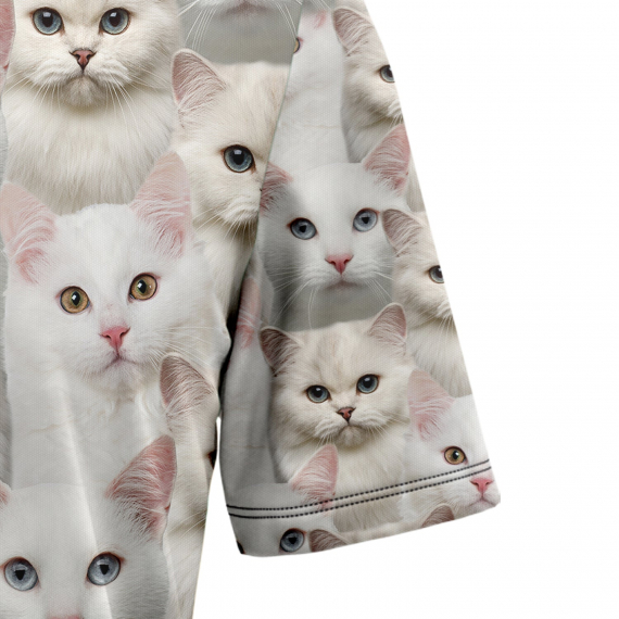 White & Black Cat T1307 Hawaiian Shirt